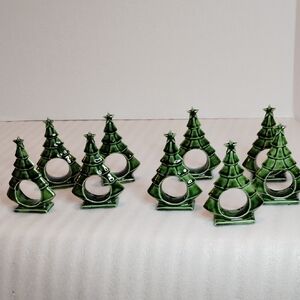 Vintage Christmas Tree Napkin Holders Set Of 9